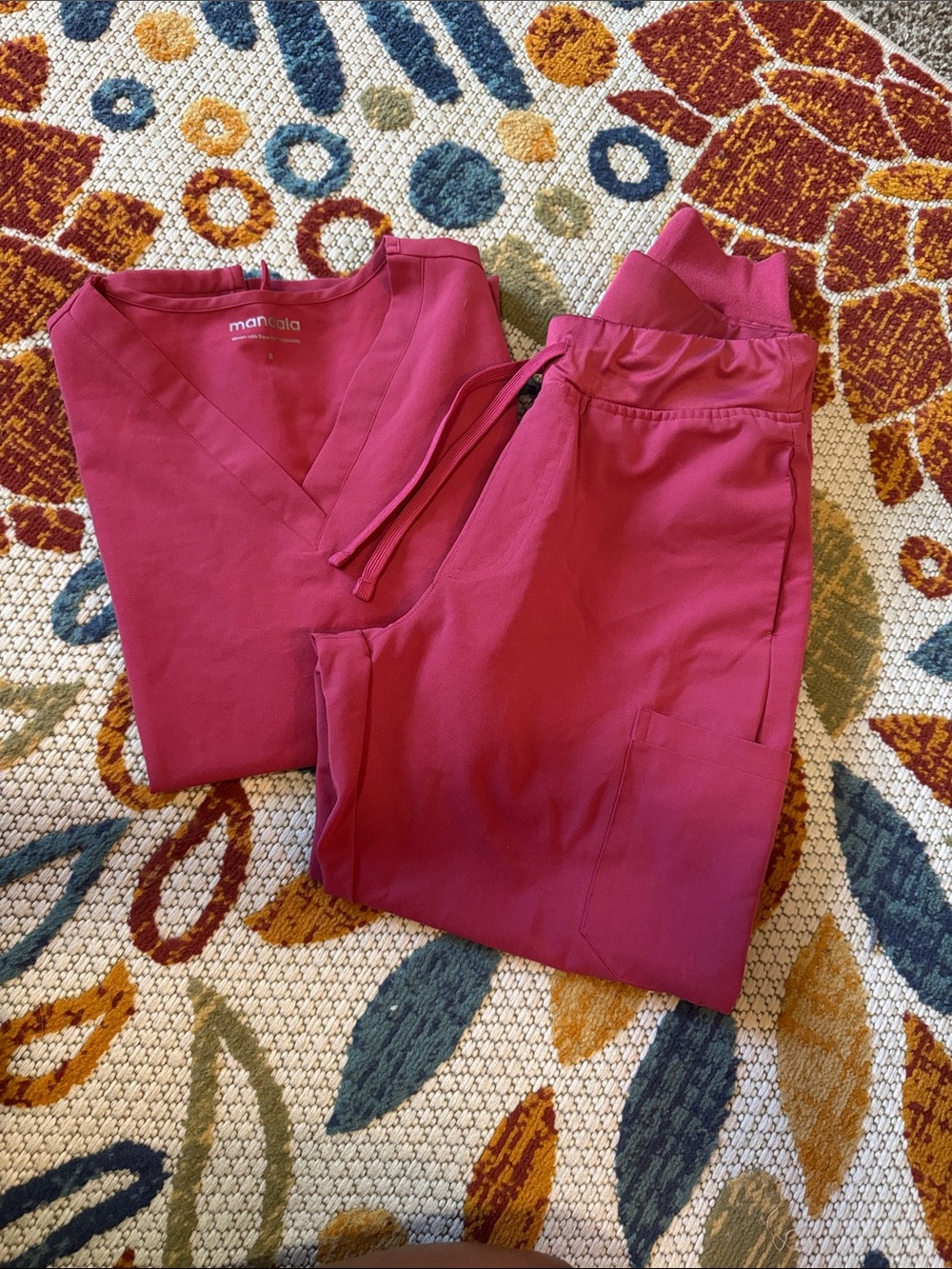 Mandala Drawstring Scrub set in Berry Pink